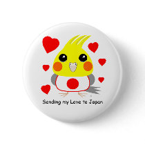 BelleBelle (cockatiel/bird) sending love to Japan Button
