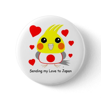 BelleBelle (cockatiel/bird) sending love to Japan Button by Lulu_Belle
