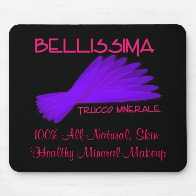 Bellissima Trucco Minerale LOGO + Slogan Mousepad by blonndie1965