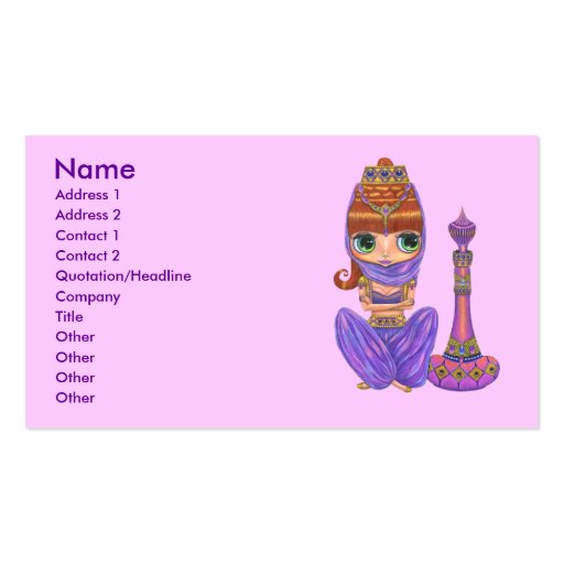 Bellly Dancer Genie Girl Business Card (front side)