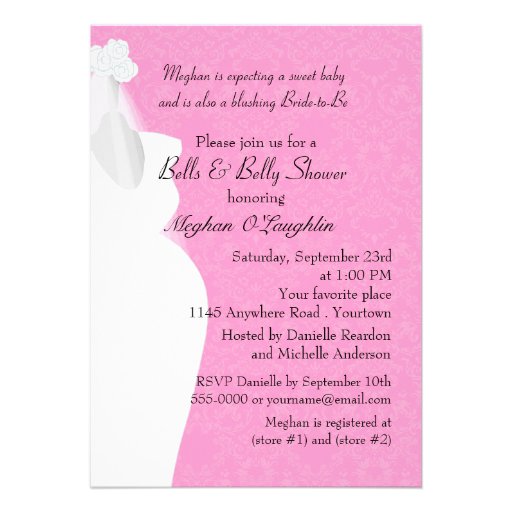 Bells and Belly Bridal and Baby Shower Personalized Invitation