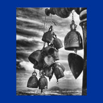bells in buddhist temple in Thailand in evening canvas prints