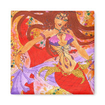 Bellydancer Mermaid Ruby Square Magnet