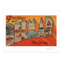 Belmar, New Jersey - Large Letter Scenes Postcards