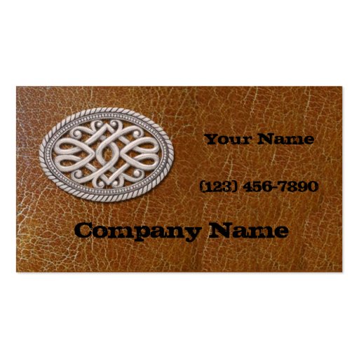 Belt Buckle and Leather Business Cards (front side)