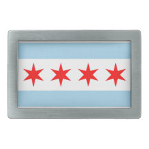 Belt Buckle with Flag of Chicago, Illinois State