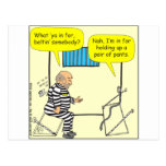 Belt in jail cartoon post cards