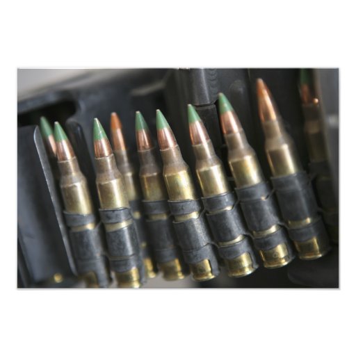 Belted bullets for an M-249 squad automatic wea Photograph