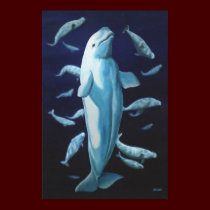 Beluga Whale Art Print Marinelife Whale Painting