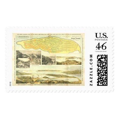 Belvedere Peninsula, Marin County, ca. 1890.  Stamp by castatelibrary