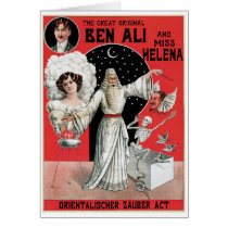 Ben Ali ~ Illusionist Magician Vintage Magic Act Greeting Card