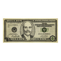 Ben Bernanke Billion Bank Note Print posters