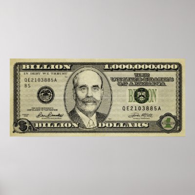 Ben Bernanke Billion Bank Note Print by Libertymaniacs