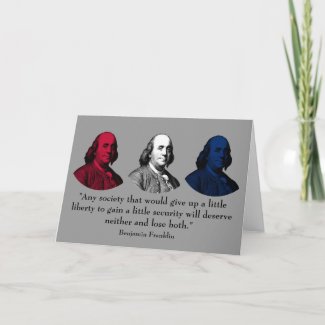 Ben Franklin and Quote -- Red, White, and Blue card