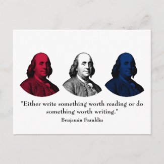 Ben Franklin and Quote -- Red, White, and Blue postcard