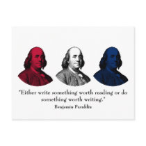 Ben Franklin and Quote -- Red, White, and Blue postcards