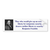 Ben Franklin Liberty Bumper Sticker bumper stickers