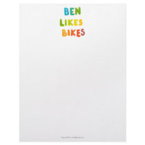 Ben Likes Bikes fun colorful name word art gifts Letterhead Design
