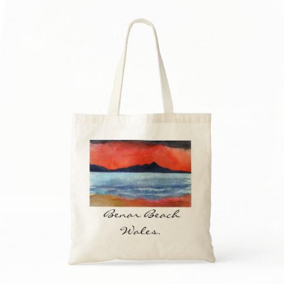 Benar Beach, Wales souvenir tote bag by Mindgoop