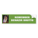 Benazir Bhutto bumper sticker #1 with photo bumper stickers