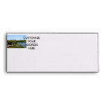 Bench on dock with nature preserve blue sky envelopes