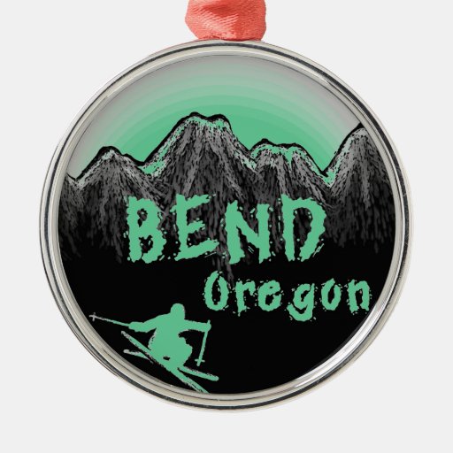 Bend Oregon artistic skier Round Metal Christmas Ornament Zazzle