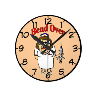 Bend Over Old Nurse Round Clock