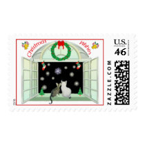 Bengal & Bobtail Kittens Christmas Wishes postage by TeddyTopper Bengal & Bobtail Kittens Christmas Wishes postage