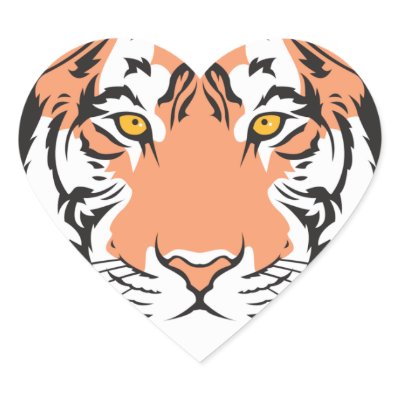 bengal tiger head heart stickers Zazzle_sticker bengal tiger head heart stickers Zazzle_sticker