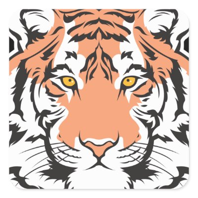 bengal tiger head square stickers Zazzle_sticker