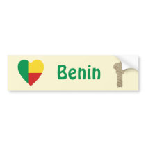 Benin Flag Heart + Map Bumper Sticker