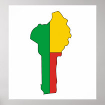 Benin Flag Map full size Posters
