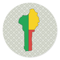 Benin Flag Map full size Round Sticker