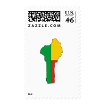 Benin flag map postage by FlagStore Benin flag map postage