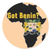 Benin Reublic Flag T-shirt And Etc Round Sticker