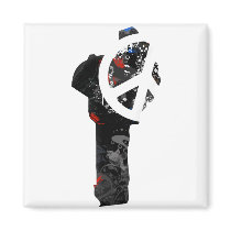 Benin Trendy Peace Sign with Beninese map Refrigerator Magnet
