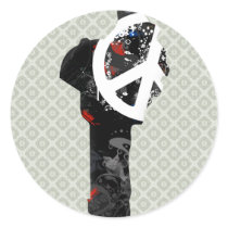 Benin Trendy Peace Sign with Beninese map Round Sticker
