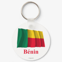 Benin Waving Flag with Name in French keychains