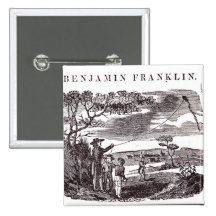 Benjamin Franklin  Conducts his Kite Experiment Pinback Button