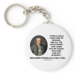 Benjamin Franklin Fond Of Reading Money Quote Key Chains