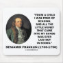Benjamin Franklin Fond Of Reading Money Quote Mousepad