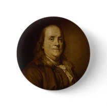 Benjamin Franklin Head and Shoulders Portrait Pinback Button