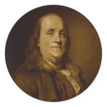 Benjamin Franklin Head and Shoulders Portrait Round Sticker