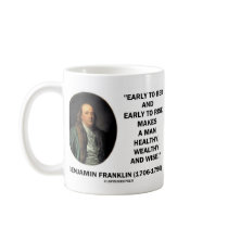 Benjamin Franklin Healthy Wealthy Wise Quote Mug