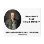 Benjamin Franklin Remember Time Is Money Quote Postcards