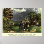 Benjamin Franklin's Lightning Experiment with Kite Poster