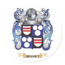 Bennet Coat of Arms (Family Crest) Round Sticker