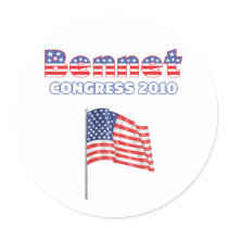 Bennet Patriotic American Flag 2010 Elections Round Sticker