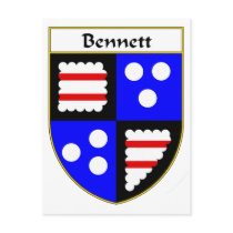 Bennett Coat of Arms/Family Crest postcards by NameGame Bennett Coat of Arms/Family Crest postcards