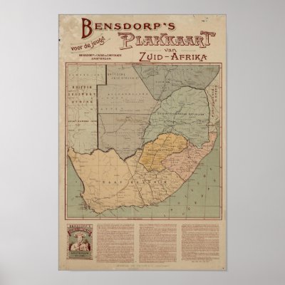 Bensdorp&#39;s Dutch Map of South Africa Circa 1900 Print by PaperTimeMachine. Circa 1900 Dutch Map of South Africa with advertising from Bensdorp's Cocoa.